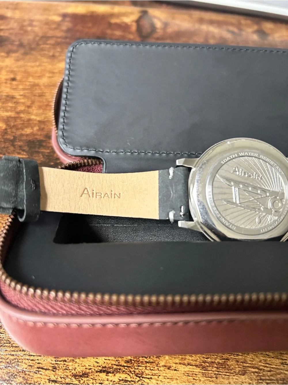 Airain Type 20 Quartz Chronograph Gray Dial Black Leather Watch 10ATM